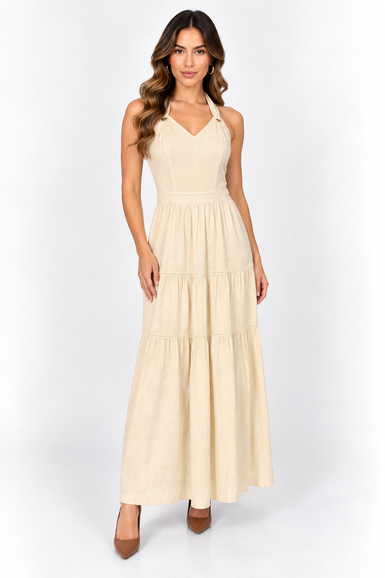 Vestido Midi Natural – Elegância e Leveza - natural
