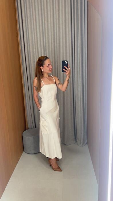 *vestido Linho Midi Off W