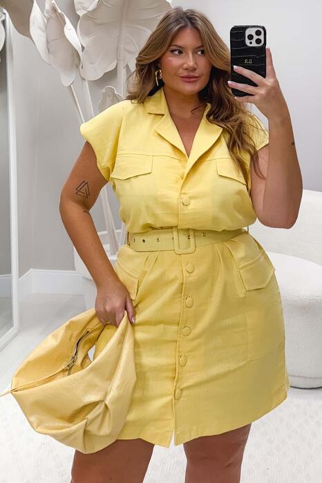 Vestido Longo Plissado Red - Amarelo