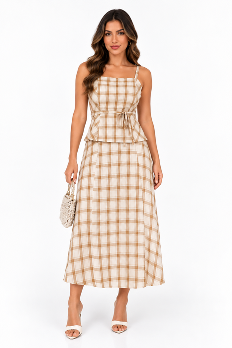 Conjunto Xadrez Feminino – Elegância e Leveza