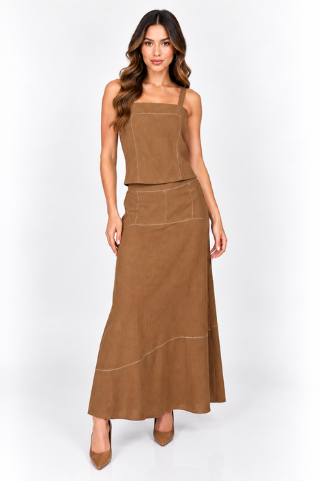 Conjunto Linho Marrom – Elegância e Versatilidade - marrom
