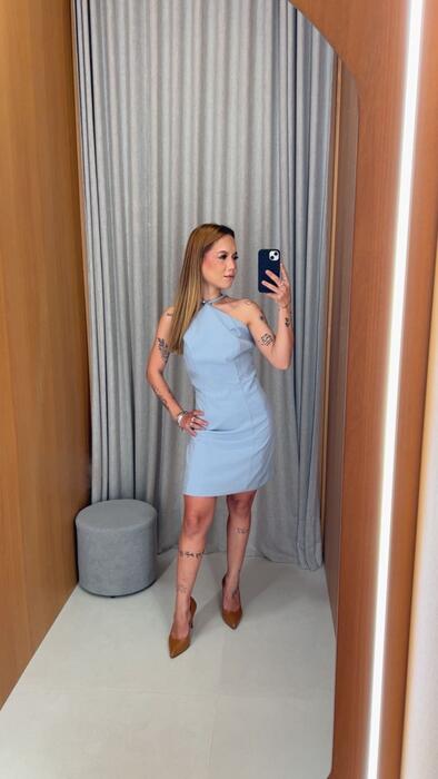 Vestido Curto Azul - AZUL CÉU