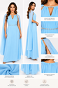 Vestido Longo Azul com Capa – Elegância e Sofisticação