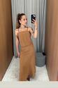 Conjunto Linho Marrom – Elegância e Versatilidade - Conjunto blusa e saia de linho marrom.