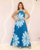 Vestido Longo Plissado Light Blue
