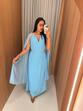 Vestido Longo Azul com Capa – Elegância e Sofisticação - AZUL