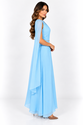 Vestido Longo Azul com Capa – Elegância e Sofisticação